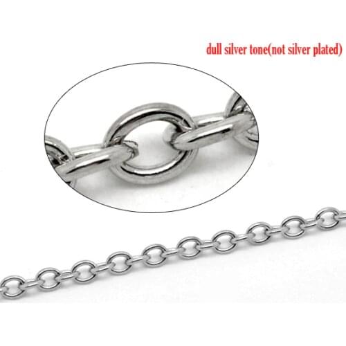 8Seasons Iron Based Alloy Open Link Cable Chain Findings Silver Color For Bracelets And Necklace 7x5.5mm(2/8"x2/8"), 10 M