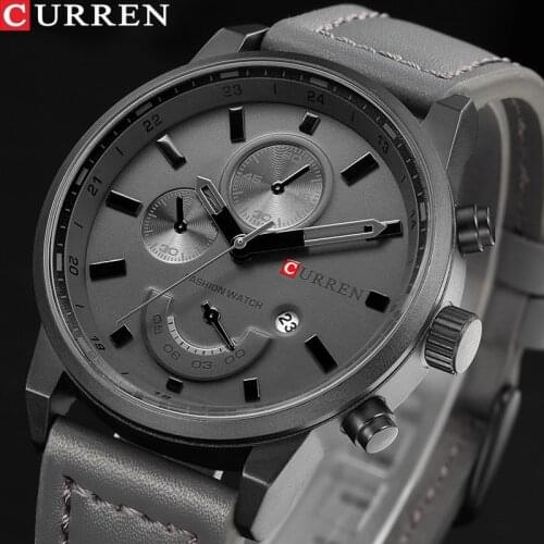 CURREN Watches Newest Watches Men Fashion Sport Stainless Steel Case Leather Strap Watch Quartz Business Wristwatch Reloj Hombr