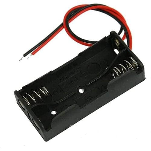 Black Plastic Battery Case Holder Wire 2 x 1.5V AAA