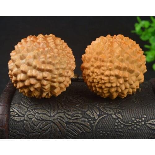 Wooden Hand Ball Angel Cabochon Cliff Cypress Solid Wood Carving Health Ball Old Man Playing Durian Massage Home Decoration