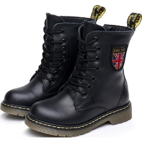 Winter & Autumn Children Martin Boots Cow Muscle Genuine Leather Shoes For Girls & Boys Fashion Kids Snow Boot Size 26-40