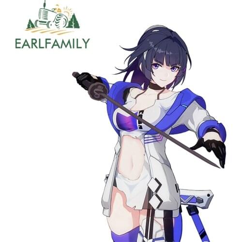 EARLFAMILY 13cm x 9.4cm for Honkai Impact 3 Female Swordsman Car Stickers Anime Styling Motorcycle Refrigerator Windshield Decal