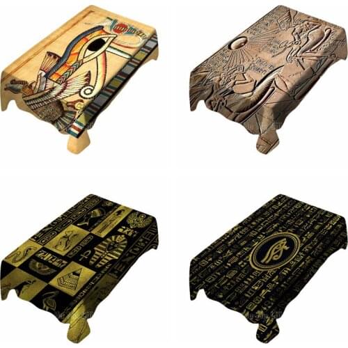 Egyptian Gold Hieroglyphs And Symbols Collage Art Rectangle Tablecloth Picnic Bbq Kitchen Dining Decoration