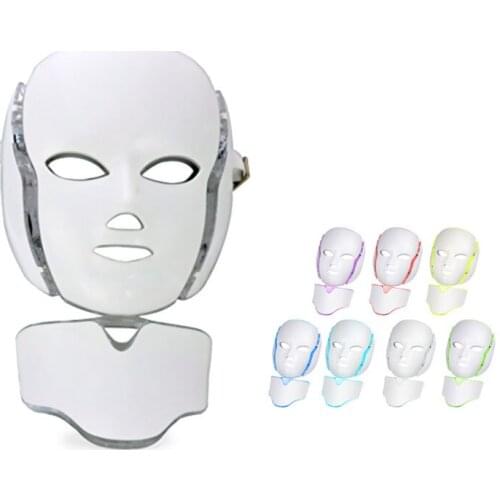 Hot Sale 7 Color Led Facial Light Face Mask With Neck Skin Rejuvenation Tighten Acne Anti Wrinkle Beauty Treatment