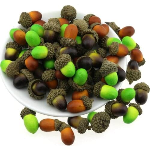 Gresorth 60pcs Mixed Color Artificial Acorn Green Brown Retro Fake Acorns Home Fruit Kitchen Party Decoration