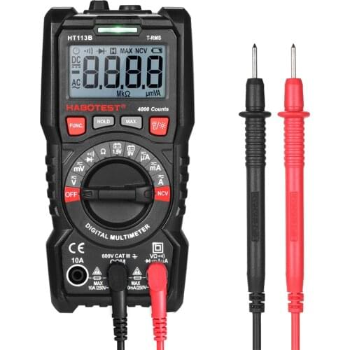HABOTEST HT113B NCV Digital Multimeter Auto Range True RMS 4000 Counts AC/DC Voltage Meter Flash light Backlight Large Screen