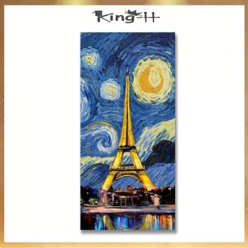 Classical Eiffel Tower Oil Painting Print Picture Blue Starry Sky Sun Canvas Posters for Home Nordic Wall Poster Decoration Room