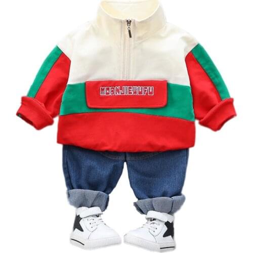 Baby Clothing Sets Girls Outfits Infant Stand-Up Collar Long Sleeve Top+Pants 2Pcs Toddler Clothes Suit Boys Zipper Tracksuit