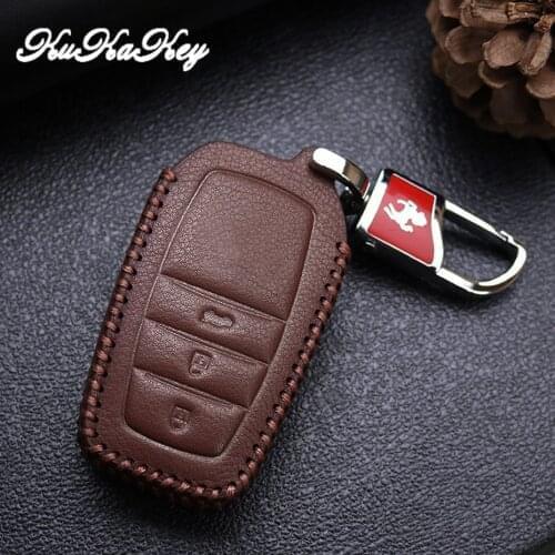 Leather Car Key Cover Case for Toyota Highlander Land Cruiser Riez RAV4 Camry Prado Hilux Fortuner Corolla Crown CHR Prius LC200