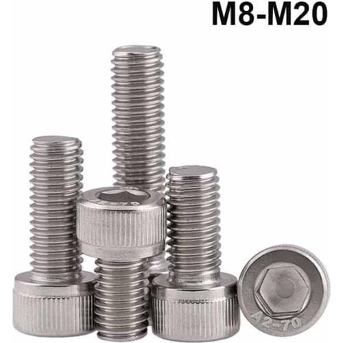 M8 M10 M12 M14 M16 M20 304 Stainless Steel Hexagon Hex Socket Head Cap Allen Bolt Screw Length 10mm-150mm