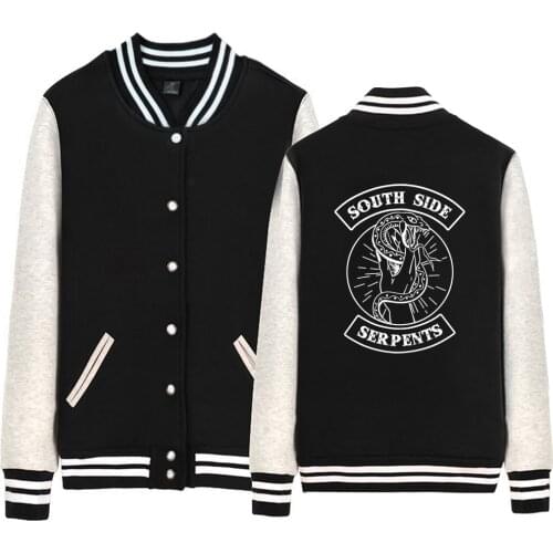 Man Baseball Jacket Boy Coat Southside Serpents Riverdale Snake Lady Hand Single Breasted Fleece Autumn Winter ZIIART