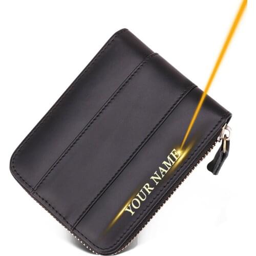 Engraved Genuine Leather Men Wallet Coin Purse Card ID Holder Personalized Logo Male Walets Pocket Money Gift Dropship Products