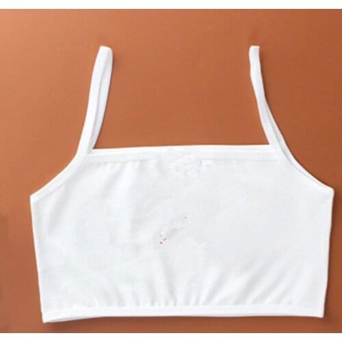 New cotton teenage girl underwear white straps puberty girls bras no steel sponge bras for kids bra cartoon training bra