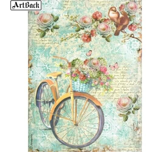 New 5d diamond painting bicycle landscape full square drill flower sticker diamond mosaic resin diamond embroidery