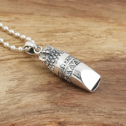Wholesale S925 Sterling Silver Jewelry Retro Thai Silver Men And Women Japan And South Korea Fashion Owl Whistle Pendant
