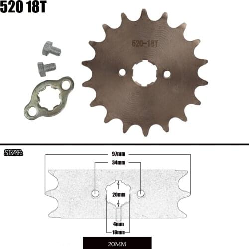 Motorcycle 520 18T Tooth 20mm ID Front Engine Sprocket fit Pit Bike ATV part