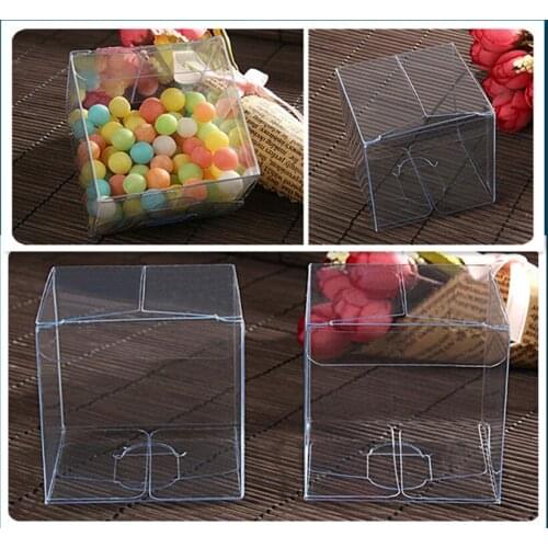 50pcs 5*5*5cm Transparent Waterproof PVC Boxes Packaging Small Plastic Clear Box Storage For Food/jewelry/Candy/Gift/cosmetics