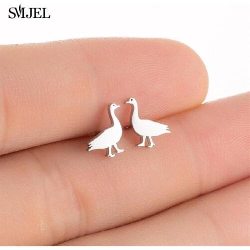 New Stainless Steel Duck Quacker Fowl Earrings For Women Girls Small Novelty Farm Animal Fashion Jewelry Teens Gifts Wholesale