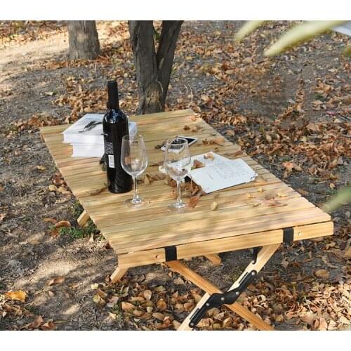 Egg Roll Table Outdoor Travel Camping Picnic Travel Folding Table Solid Color Wooden Modern Simply Portable Outdoor Table LD733