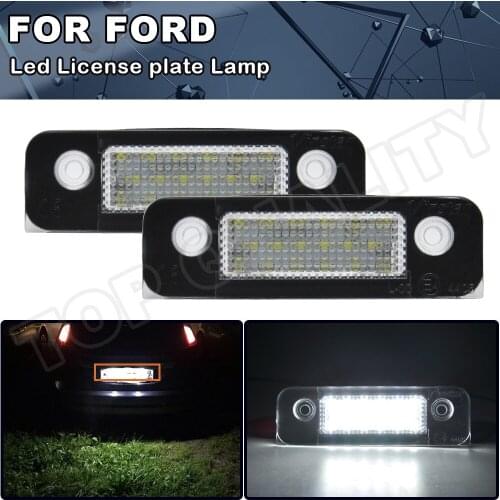 2Pcs LED License Number Plate Light Lamps No Error For Ford Mondeo MK II Fusion Fiesta V OEM#1021802, 96BG-13550-AB, 96BG13550AB