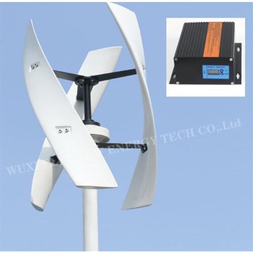 400W 600W 12v 24V 48V Spiral Wind Turbine Generator VAWT Vertical Axis Residential energy with MPPT BOOST Charger Controller