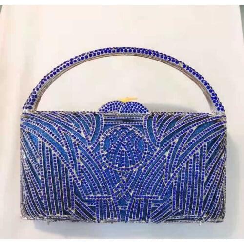 XIYUAN Lady Blue/Red/Gold/Black Color Minaudiere Handbag Women Crystal Evening Bags Party Gala Dinner Wedding Clutch Bags Purses