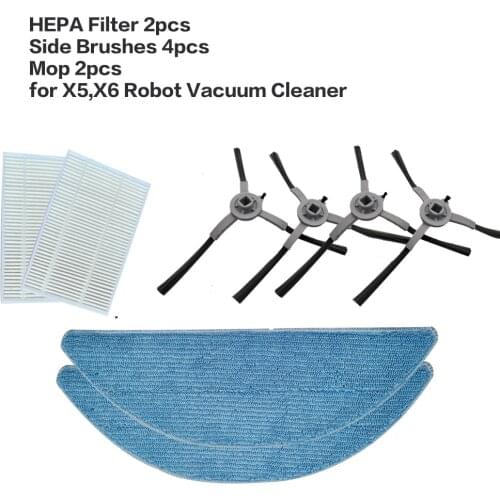 Spareparts HEPA,SIDE BRUSH, MOP for X5 X6 Robot Vacuum Cleaner