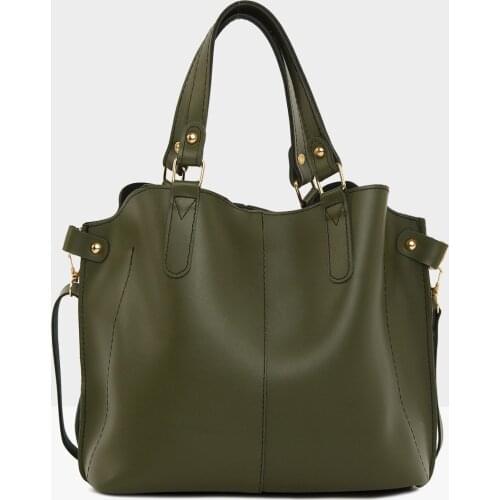 Khaki Women 'S Three Compartments for Studs Detail Bag women ladies hand bag cross suspenders hold bags top handle small large