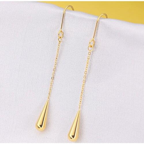 Earring for Women Stainless Steel Rose Gold Long Chain Earring Drop Pendant Simple Small Earring Fashion Jewelry Gift for Woman