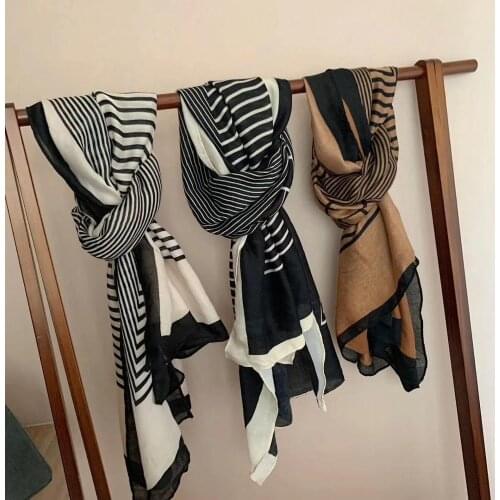 Women Autumn Winter Fashion Striped Line Viscose Shawl Scarf Lady High Quality Wrap Pashmina Stole Bufandas Mujer Hijab 180*90Cm
