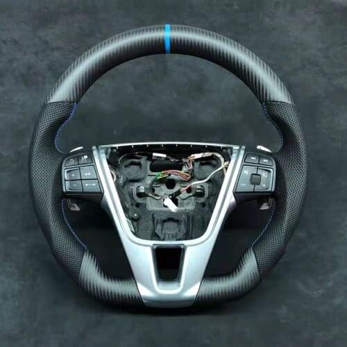 100% Real Gloss Carbon Fiber Cuatomized Steering Wheel Alcantara Leather for Volvo XC60 XC70 S60 S70 2015-2021