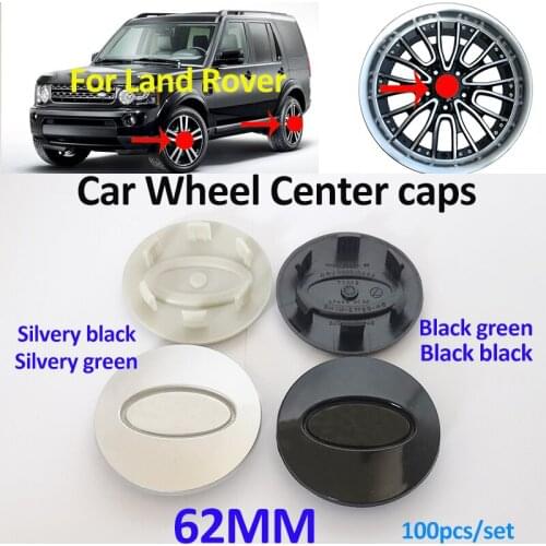 100pcs/set 62mm 6.2cm ABS Car Styling Auto Car Wheel Rims Center Hub Caps Emblem for Rover Range Discovery Freelander Evoque