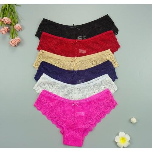 3 Pcs Lot IXueJie Underwear Women Sexy Lingerie Feminina Briefs Lace Solid Color Hollow with Bow Underpants Package of Panties