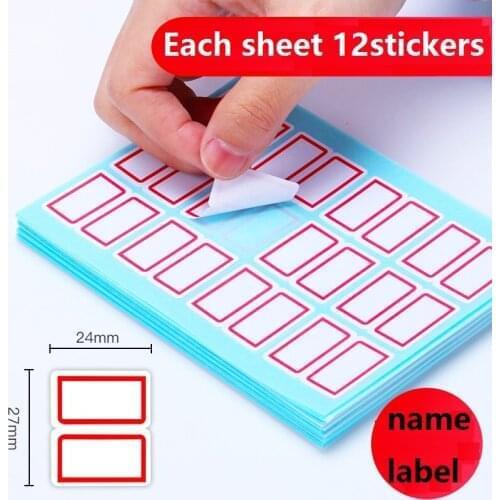 24Sheets 144Stickers Red Square Label Self Adhesive Name Sticker Office File Name School Book Stationery Sticky Label 7193