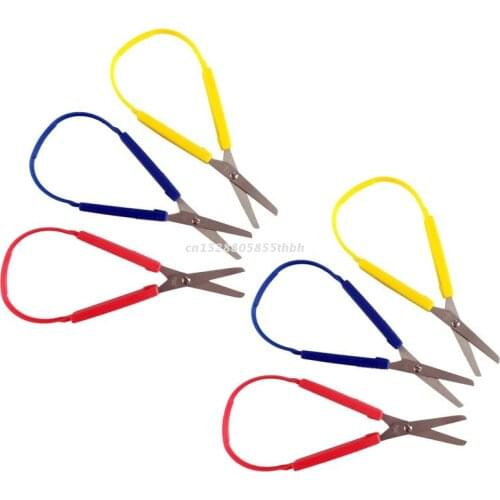 6pcs Colorful Loop Scissors for Kids Easy Grip Self-Opening Scissor Safety Round Tip Adaptive Cutting