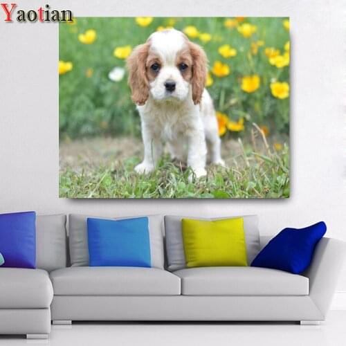 5D Diy Diamond Painting Cavalier King Charles Spaniel Cross Stitch Diamond Embroidery Full Drill Mosaic Picture Of Rhinestone