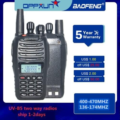 Baofeng UV-B5 Walkie Talkie English Version UVB5 Dual-segment Vhf 136-174MHz&Uhf 400-470MHz Two Way Car Radio Ham Radio Station
