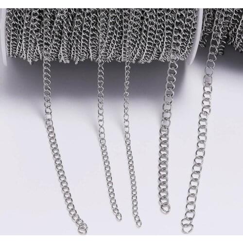 5M basic stainless steel chain,side oblate chain,Vintage metal chain DIY handmade jewelry making accessories for bage chain
