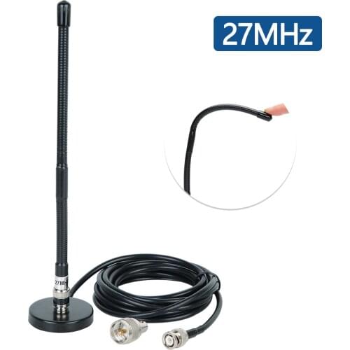 CB Antenna 27MHz Soft Whip Magnetic Base with BNC&PL259 Male Connector for Cobra Midland Uniden Maxon President Car Mobile Radio