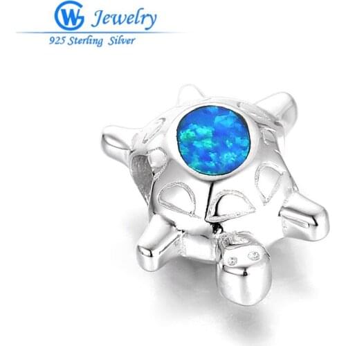 Blue Opal 925 Sterling Silver Charm Tortoise Bracelet missangas para artesanato beaded jewerly GW Fashion Jewelry FX007H35