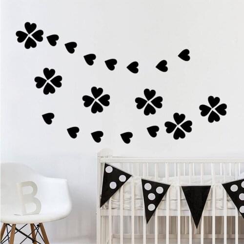 Black/Red/White Heart Stickers for Room DIY Baby Room Wall Stickers For Kids Bedroom Wall Decals Poster 42x30cm CP0574