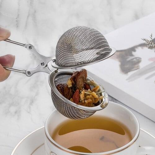 Long Handled Tea Infuser Mesh Ball Loose Leaf Tea Infuser Pincer Stainless Steel Ball Filter STTA889