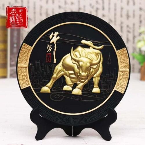 GOOD LUCK best business gift stock market Bull efficacious Finance Talisman bring wealth treasure gold bull Sculpture ART