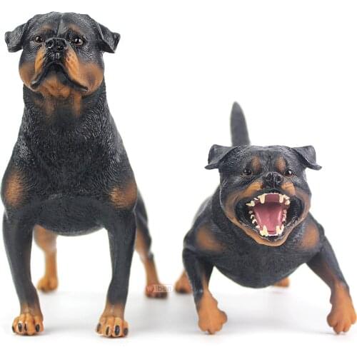 Solid PVC Running Animals Figures Simulation Rottweiler Models Children Cognitive Toys Table Decor Kids Gifts Police Dog Models