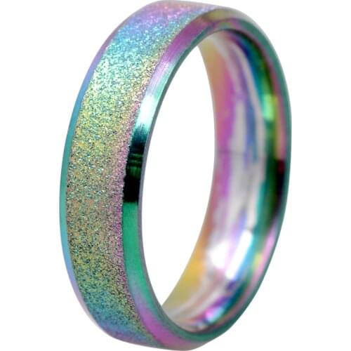 JUCHAO Fashion Simple 6mm Stainless Steel Frosted Lovers Rings for Men Couple Jewelry Gothic Anillos Mujer Vintage Rings