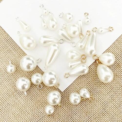 10 Pcs Round Water Drop Imitation Pearl Charms For Jewelry Making Supplies Diy Earrings Pendants Accessories Materials