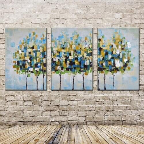 Mintura Art 3 Pcs Hand Painted Abstract Trees Oil Painting on Canvas Modern Wall Art Picture For Living Room Home Decor No Frame