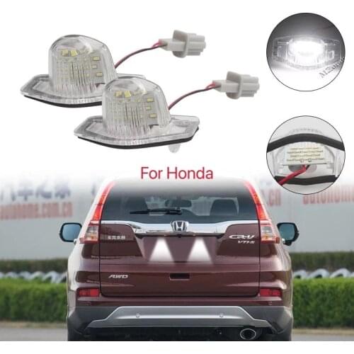 MIZIAUTO 2Pcs LED Number License Plate Light For Honda CRV For Jazz Crosstour Odyssey part No. 34101S60013 Car Styling
