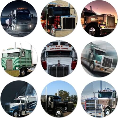 58mm Fashion Peterbilt Trucks Icons Pins Badge Decoration Brooches Metal Badges For Backpack Decoration