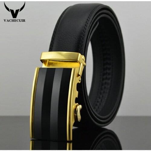 VACHECUIR Fashion Design Belts For Men Famous Brand Belt Automatic Buckle Genuine Leather Belt Men Strap Belts Luxury Q141